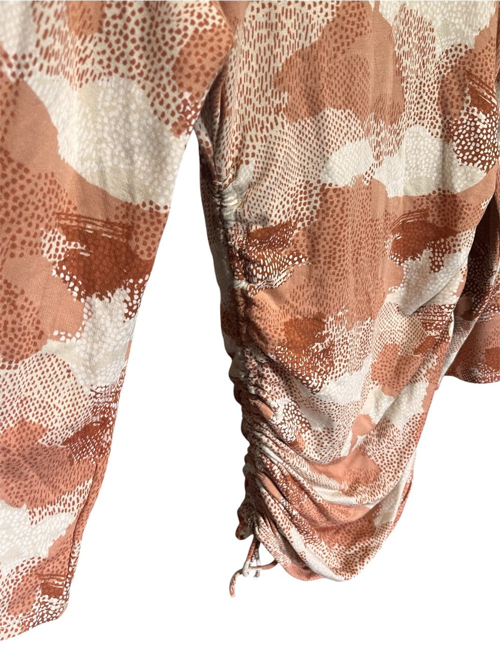 Anthropologie Daily Practice Cowl Neck Ruched Long-Sleeve Dress Abstract Medium - Picture 2 of 9